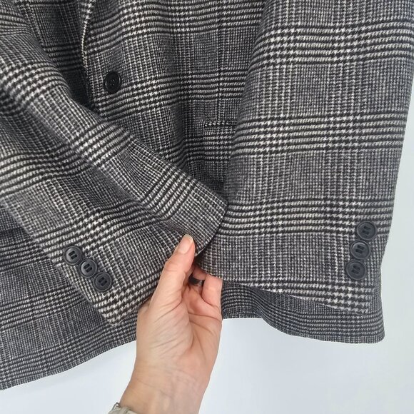 Christian Aujard Glen Plaid Cashmere Blazer Jacket 42R Black White Quiet Luxury - Picture 3 of 13